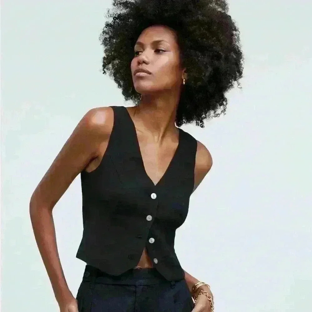 Madewell Black Button-Down Vest